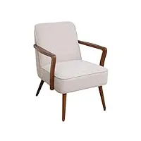 svita tuva fauteuil lounge simple avec accoudoirs rembourrés, style vintage, moderne, scandinave, pour salon, chambre à coucher, salle à manger, beige