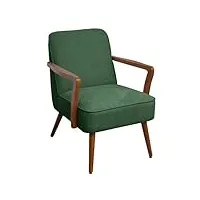 svita tuva fauteuil lounge avec accoudoirs rembourrés, style vintage, moderne, scandinave, pour salon, chambre à coucher, salle à manger, vert foncé