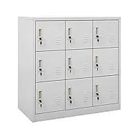 ikayaa armoire de rangement metall armoire à casiers verrouillables armoire de rangement bureau armoire de rangement organisateur de rangement-gris clair-avec 9 casiers/1x