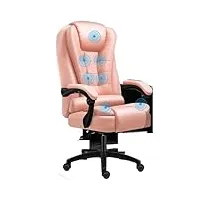 chaise de bureau, chaise de bureau en cuir, dossier haut, coussin confortable en latex avec repose-pieds, tabouret de café, chaise de jeu (couleur : tapis en latex massé)