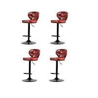 ensemble de 4 tabourets de bar rembourrés en cuir, tabouret de comptoir pivotant en métal à 360 °, chaises de cuisine à hauteur réglable de 60 à 80 cm, tabourets pivotants à hauteur de comptoir a