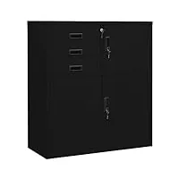 ikayaa armoire de rangement metal armoire de bureau verrouillable armoire metallique avec tiroirs armoire de rangement bureau avec étagère réglable-noir-90x40x102 cm