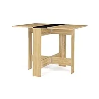 idmarket - table console pliable edi 2-4 personnes bois façon hêtre plateau noir 103 x 76 cm