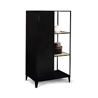idmarket - armoire-étagère penderie ester 1 porte métal noir et bois design industriel