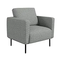 homcom fauteuil de salon 1 place fauteuil en tissu aspect lin pieds en acier fauteuil confortable pour salon chambre à coucher bureau intérieur 79 x 76 x 65 cm gris noir