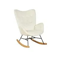 urban meuble fauteuils à bascule scandinave pour loisirs et chambre d'enfant, velours, crème, 68x 87 x 98cm