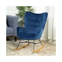 urban meuble fauteuils à bascule scandinave pour loisirs et chambre d'enfant, velours, bleu, 68x 87 x 98cm