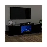 ikayaa meuble tv led 120 cm banc tv meuble tv chambre table tv meuble de tele Éclairage led rgb avec couleur réglable convient pour salon ou chambre-noir-120 x 30 x 35.5 cm