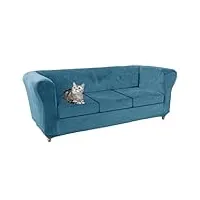 zybslcsy chesterfield housse de canapé extensible couverture canapé avec velours doux et luxueux couvre canapé, elastique lavable revêtement de canapé (sofa+3 large seats,blue)