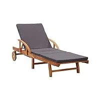 guyana chaise longue avec coussin bois d'acacia solide,chaises longues,chaises longues jardin extérieur,chaises longues relax