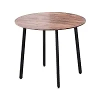 goldfan table de salle à manger vintage ronde table bois et noir pied table le à manger rétro de cuisine,80x80x75cm (marron)