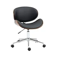 vinsetto chaise de bureau design vintage hauteur réglable siège pivotant 360° piètement chromé bois peuplier revêtement synthétique 53l x 53p x 77-87h cm noir