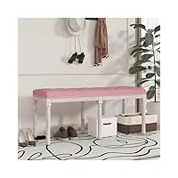 coavain banc de rangement moderne en bois massif - banc à chaussures - banc rembourré de luxe - pour chambre à coucher - canapé - repose-pieds - grand espace - rose - 110 x 40 x 49 cm