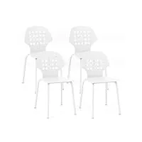 costawy chaise salle à manger lot de 4, chaise scandinave cuisine en pp avec dossier design Évidé, hauteur d’assise 46 cm, assemblage facile, fauteuil salle à mange pour salon, cuisine (blanc)