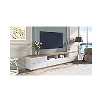 zboli meuble tv/banc tv/meuble tv suspendu – 180 cm – 6 compartiments de rangement cachés – style contemporain – blanc