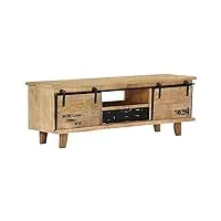 arkem meuble tv 120x30x40 cm bois massif de manguier,table television salon,meuble télé haut,meuble tv haut