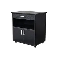 waoceo caisson de bureau classeur à un tiroir en t, cadre à une couche, portes doubles, classeur en bois mdf et pvc noir caisson de rangement