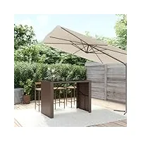 auvyi table de bar avec plateau en verre marron - 145 x 80 x 110 cm - en polyrotin - table haute - table de bistrot, de balcon, de camping, de salon, d'appoint, d'extérieur
