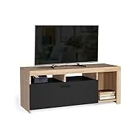idmarket - meuble tv 110 cm malo bois et placard noir