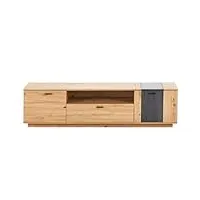 xinzi meuble tv bas - en mdf - aspect bois - buffet pour salon - avec portes d'armoire, tiroir et espace de rangement ouvert - pour tv de 80" - 180 x 40 x 47 cm