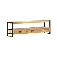 arkem meuble tv 150x30x45 cm bois solide de manguier,table television salon,meuble télé haut,meuble tv haut