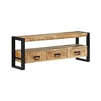 arkem meuble tv 120x30x45 cm bois massif de manguier,meuble tv haut,table television salon,meuble télé haut