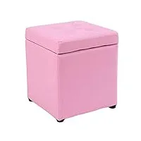 sepkus repose-pieds, banquette de pouf ottoman de rangement en faux cube, coffre à jouets avec boîte de rangement à charnière (rose 30x30x35cm)
