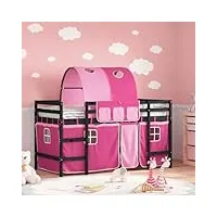 dcraf home hardware businese lit mezzanine pour enfant avec tunnel en pin massif rose 90 x 190 cm