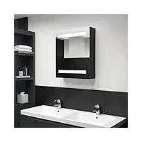 coavain armoire de salle de bain à miroir noir 50x14x60 cm mdf style contemporain armoire toilette deux bandes lumineuses à led ecoénergétiques espace de rangement suffisant