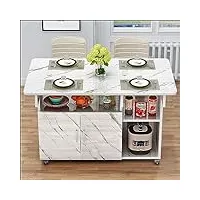 table de salle à manger pliante mobile avec roulettes et armoire de rangement à 3 couches, étagère de rangement à 2 couches, table rectangulaire en bois pour économiser de l'espace