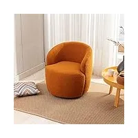 hainew fauteuil moderne, fauteuil de relaxation, fauteuil d'accentuation, en velours peluche, pivotant à 360 °, avec dossier ergonomique, pour salon, chambre à coucher, orange