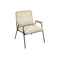 svita thea fauteuil de salon en rotin - style rétro - intérieur vintage - scandinave moderne - pour salon, salle de lecture, salle d'attente - crème
