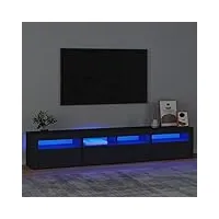 ikayaa meuble tv led banc tv meuble tv chambre table tv meuble de tele Éclairage led rgb avec couleur réglable armoire basse centre de divertissement meuble-noir-210 x 35 x 40 cm