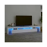 ikayaa meuble tv led banc tv meuble tv chambre table tv meuble de tele Éclairage led rgb avec couleur réglable armoire basse centre de divertissement meuble-blanc-260 x 36.5 x 40 cm