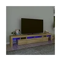 ikayaa meuble tv led banc tv meuble tv chambre table tv meuble de tele Éclairage led rgb avec couleur réglable armoire basse centre de divertissement meuble-chêne sonoma-230 x 36.5 x 40 cm
