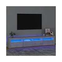 ikayaa meuble tv led banc tv meuble tv chambre table tv meuble de tele Éclairage led rgb avec couleur réglable armoire basse centre de divertissement meuble-gris béton-210 x 35 x 40 cm