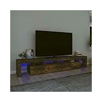 ikayaa meuble tv led banc tv meuble tv chambre table tv meuble de tele Éclairage led rgb avec couleur réglable armoire basse centre de divertissement meuble-chêne fumé-230 x 36.5 x 40 cm