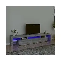 ikayaa meuble tv led banc tv meuble tv chambre table tv meuble de tele Éclairage led rgb avec couleur réglable armoire basse centre de divertissement meuble-sonoma gris-215 x 36.5 x 40 cm