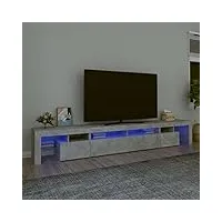 ikayaa meuble tv led banc tv meuble tv chambre table tv meuble de tele Éclairage led rgb avec couleur réglable armoire basse centre de divertissement meuble-gris béton-260 x 36.5 x 40 cm