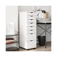 ikayaa caisson de bureau à roulettes avec tiroirs armoire roulante avec tiroirs support pour imprimante meuble rangement bureau-blanc-34 x 39 x 103 cm