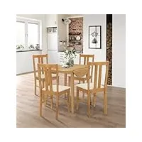 hallowood furniture ledbury lot de 4 petites tables et chaises rondes en chêne clair avec assise rembourrée en tissu crème