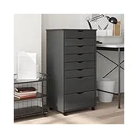 ikayaa caisson de bureau à roulettes avec tiroirs armoire roulante avec tiroirs support pour imprimante meuble rangement bureau-gris-53 x 39 x 103 cm