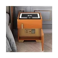 table de chevet intelligente orange avec station de charge, table de chevet – table d'extrémité de chambre à coucher led avec tiroir et coffre-fort – taille 40 cm
