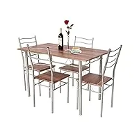 relax4life table a manger avec 4 chaises, table salle à manger 120x70x75 cm avec cadre en métal, style moderne pour salon cuisine restaurant