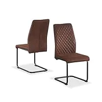 b&d home chaises de salle à manger theo (lot de 2) | chaise de cuisine chaise à bascule chaises pour cuisine, salle à manger, bureau | design industriel moderne | aspect daim brun, 11138-brau-2