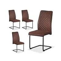 b&d home chaises de salle à manger theo (lot de 4) | chaise de cuisine chaise à bascule chaises pour cuisine, salle à manger, bureau | design industriel moderne | aspect daim brun, 11138-brau-4