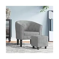 toshilian fauteuil avec repose pied, fauteuils chaise de salon fauteuil relax relax avec tabouret fauteuil cabriolet avec repose-pied gris clair velours