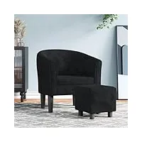 toshilian fauteuil avec repose pied, fauteuils chaise de salon fauteuil relax relax avec tabouret fauteuil cabriolet avec repose-pied noir velours