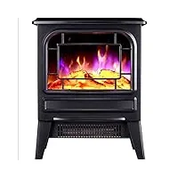 athuah athuah cheminée électrique foyers électriques poêle à bois électrique portable avec effet de flamme de feu pour la maison ou le bureau noir (noir) (noir) (noir)
