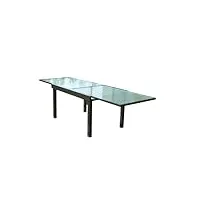 concept usine | table de jardin extensible en aluminium | intérieur/extérieur | plateau en verre 270 cm | finition expoxy | design moderne brescia gris | robuste résiste à l'eau